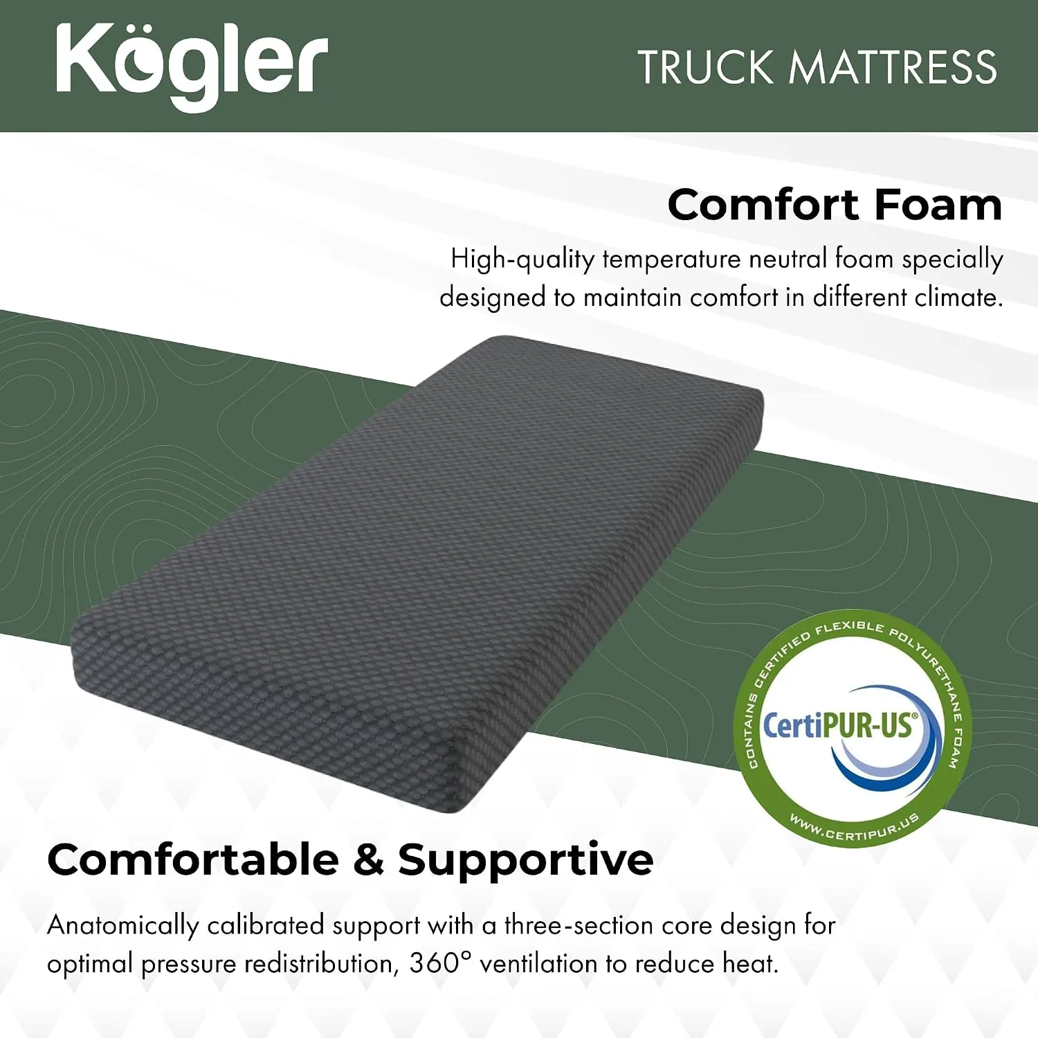 RV Plush Comfort Foam Mattress - Gray - Image 4