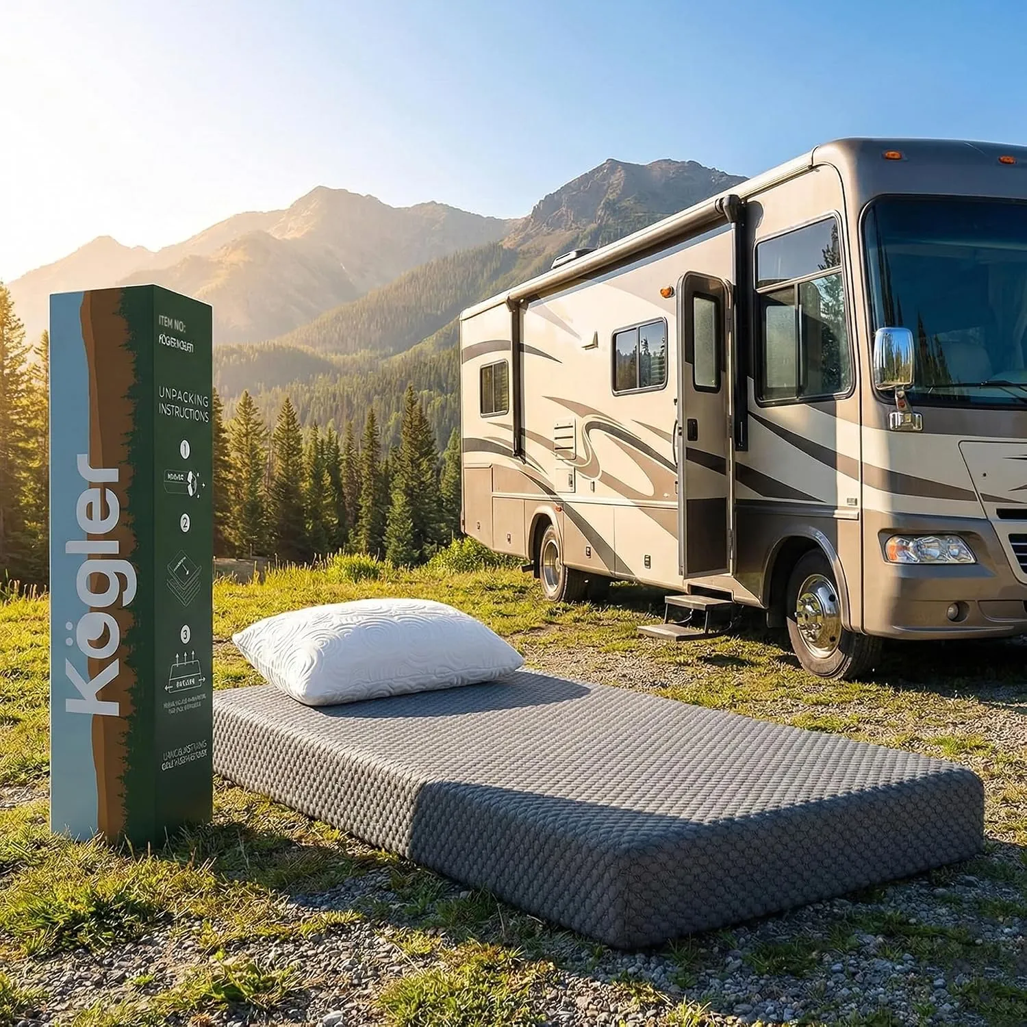 RV Plush Comfort Foam Mattress - Gray - Image 2